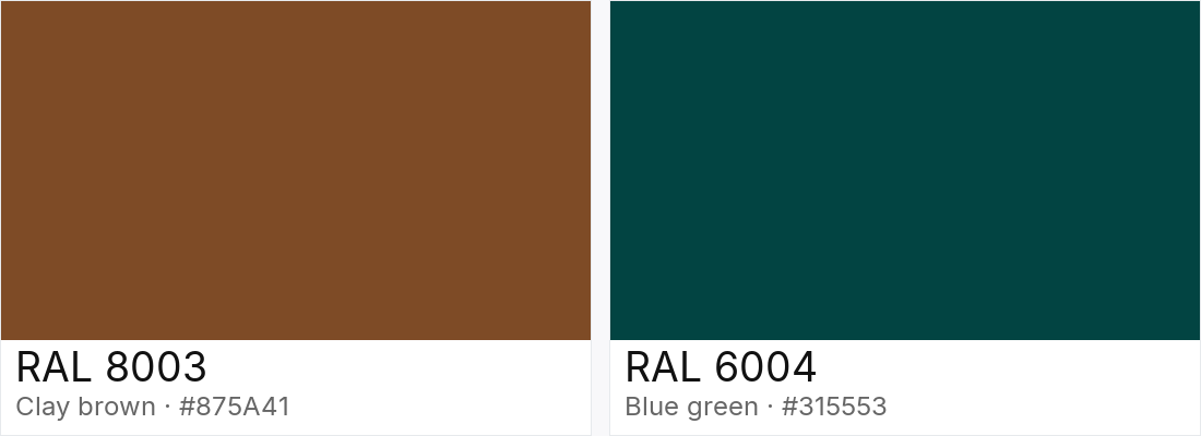 RAL 8003 vs RAL 6004 — side-by-side RAL color comparison