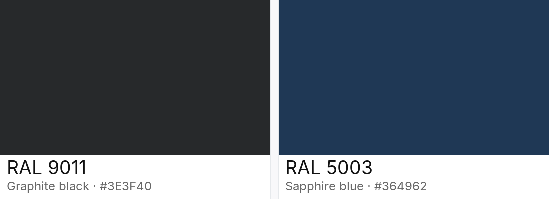 RAL 9011 vs RAL 5003 — side-by-side RAL color comparison